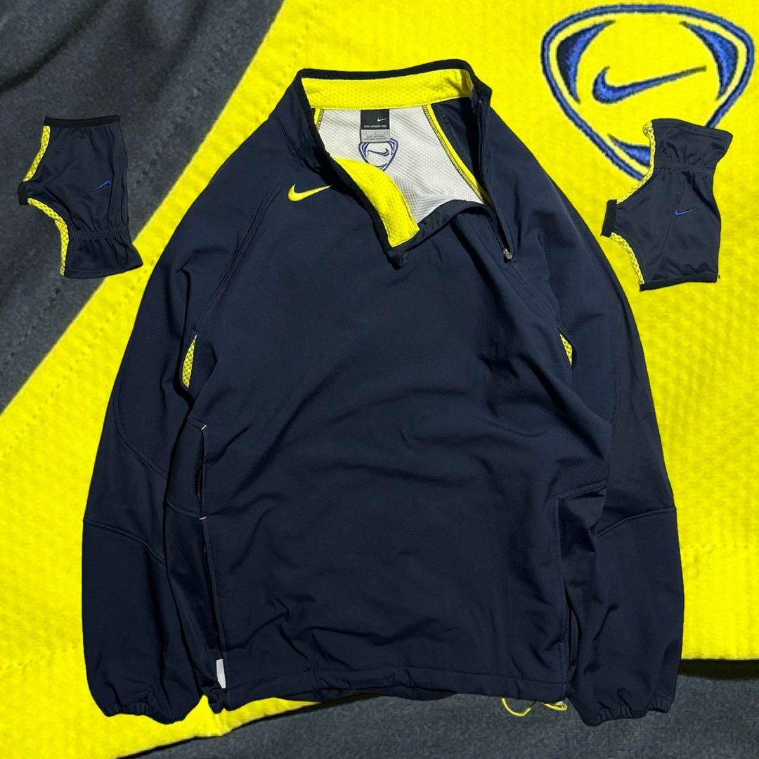 NIKE - NIKE 00s y2k プルオーバー 異素材 斜めジップ グローブ NIKE - NIKE 00s y2k プルオーバー 異素材 斜めジップ グローブ