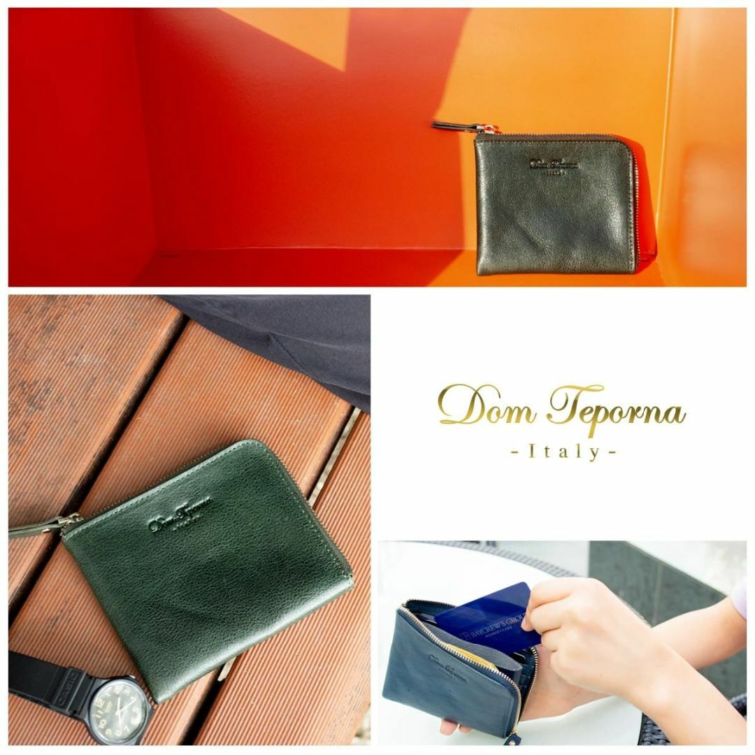 【色: brown】Dom Teporna L字ファスナー 薄型 小さい財布 本