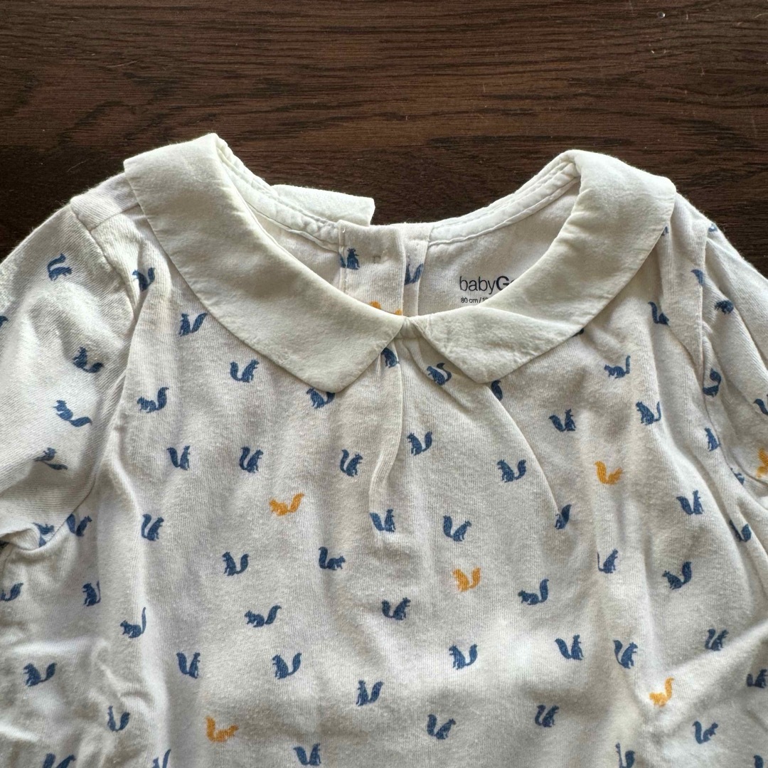 babyGAP(ベビーギャップ)のgap 襟付きロンパース　長袖　ボーダー　花柄　リス　80 セット キッズ/ベビー/マタニティのベビー服(~85cm)(ロンパース)の商品写真