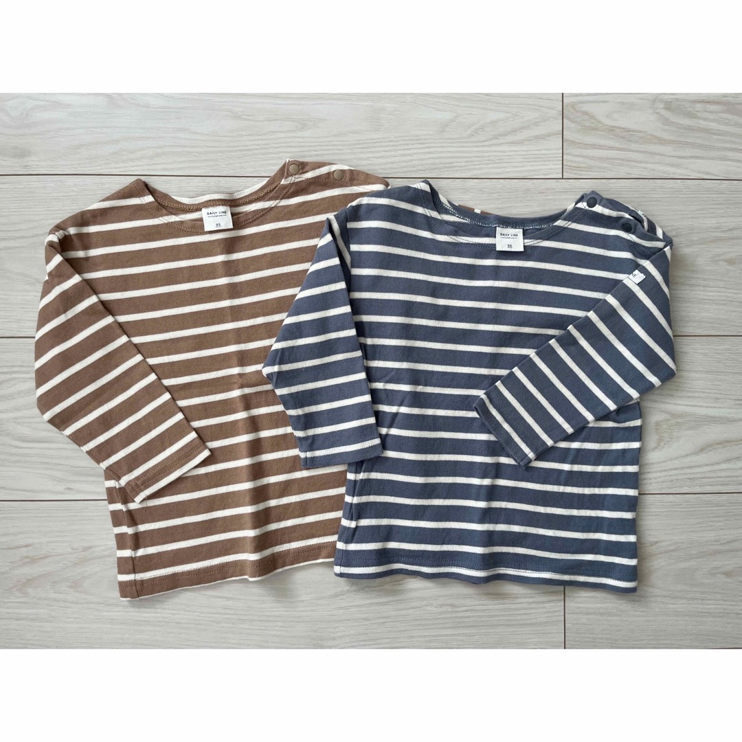 95size ボーダー長袖　２枚セット キッズ/ベビー/マタニティのキッズ服女の子用(90cm~)(Tシャツ/カットソー)の商品写真