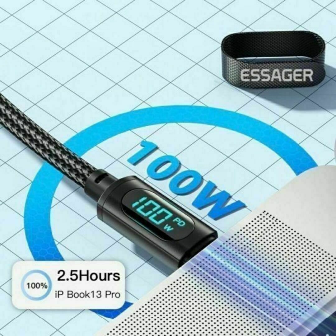 Essager-USB Type-C 急速充電ケーブル 100W PD 2m　③ スマホ/家電/カメラのスマートフォン/携帯電話(バッテリー/充電器)の商品写真