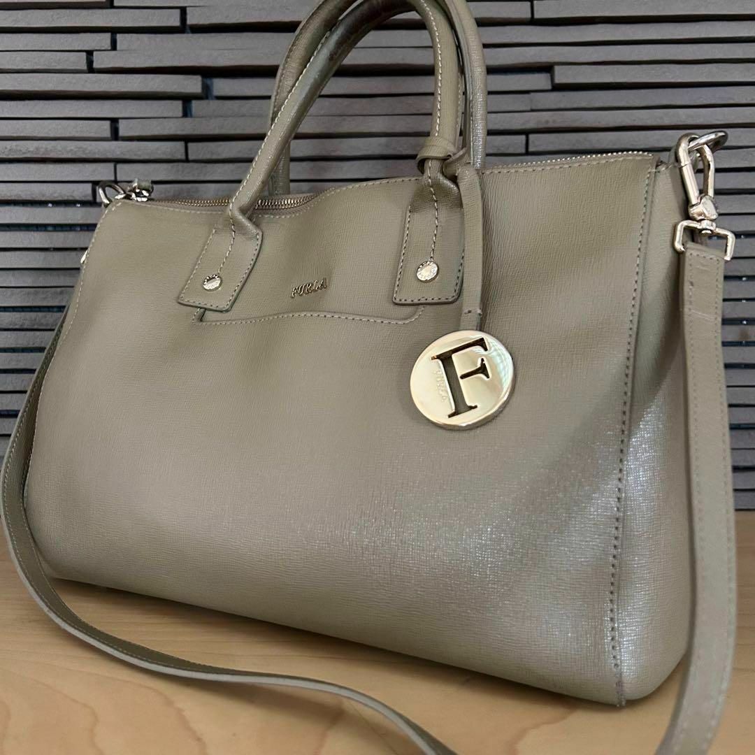 FURLA 2way ショルダーバッグ ハンドバッグ カーキ