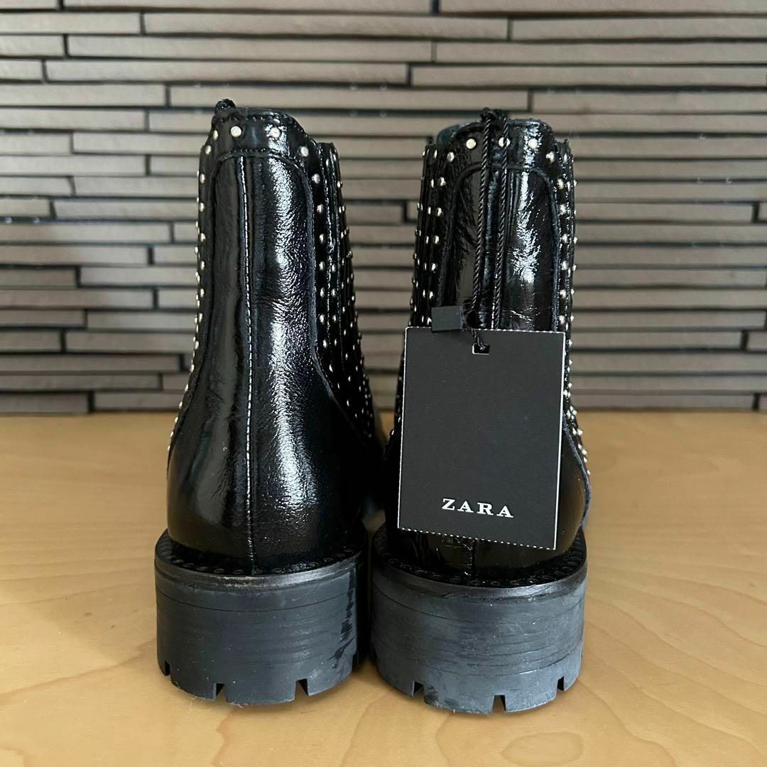 ZARA スタッズショートブーツ　ブラック　23.5センチ