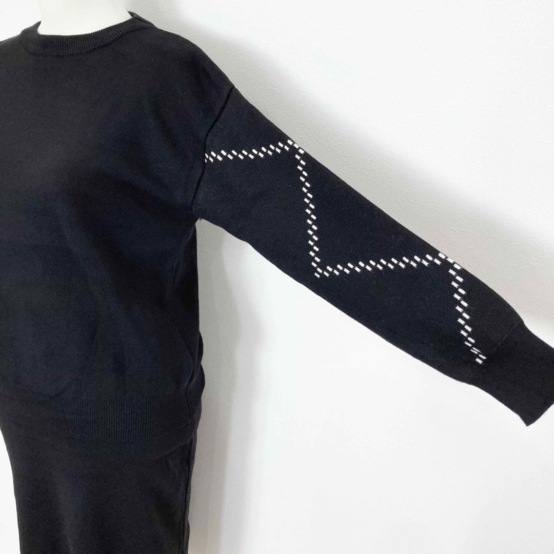 セットアップ★　ニットスカート　セーター　プルオーバー　長袖　黒　フリーサイズ 2