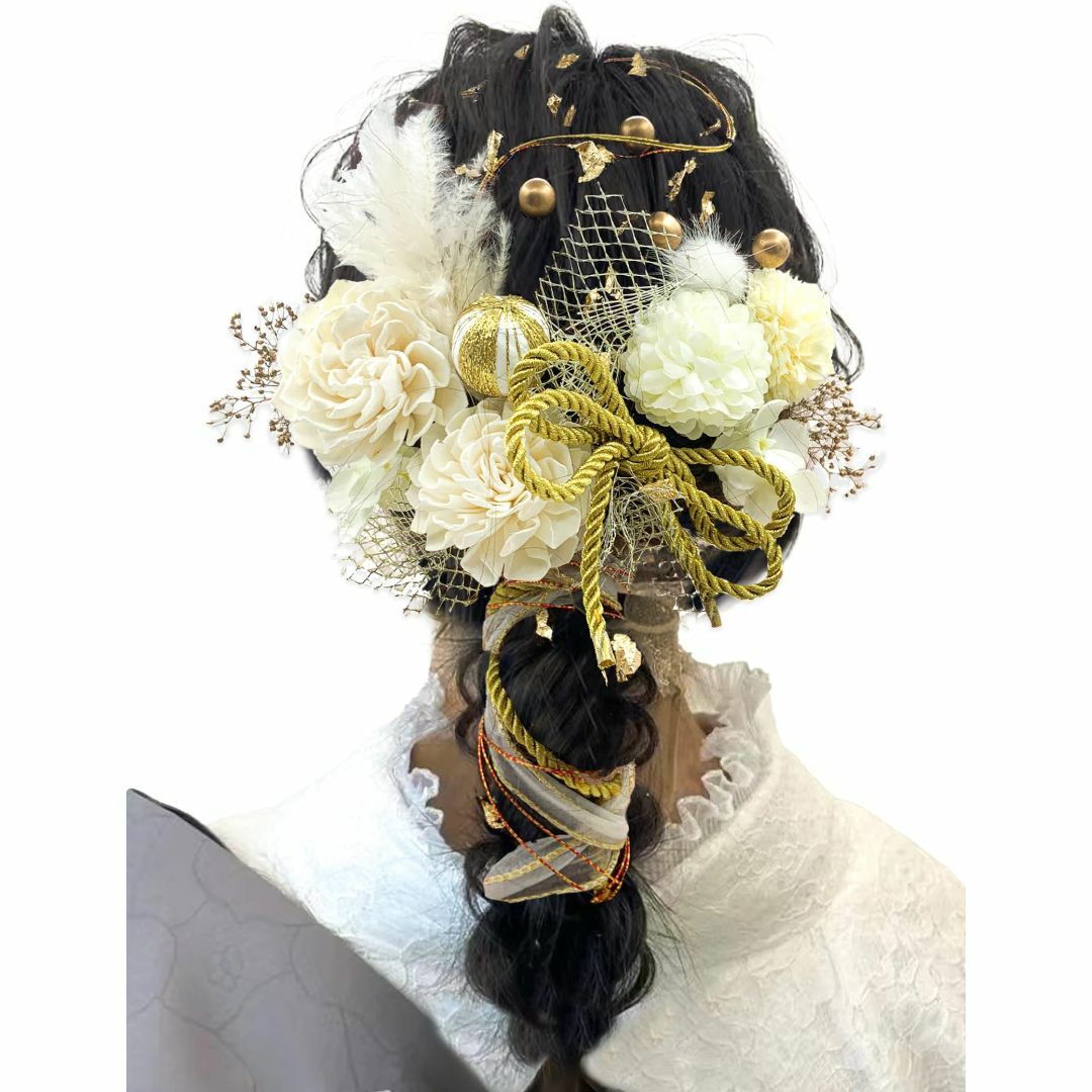 [JZOON] 髪飾り9色 ドライフラワー 造花飾り 水引 紐 ヘアーアクセサリ