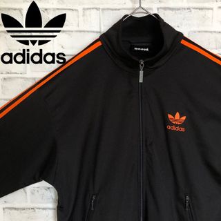 アディダス(adidas)の80s⭐️adidasトラックジャケットL 刺繍ロゴ vintage オレンジ黒(ジャージ)