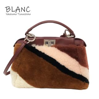 フェンディ(FENDI)の【送料無料】【極美品】フェンディ ミニピーカブー 2way ショルダー ファー レザー エンジ マルチ 8BN244 ハンドバッグ FENDI 横浜BLANC(ショルダーバッグ)