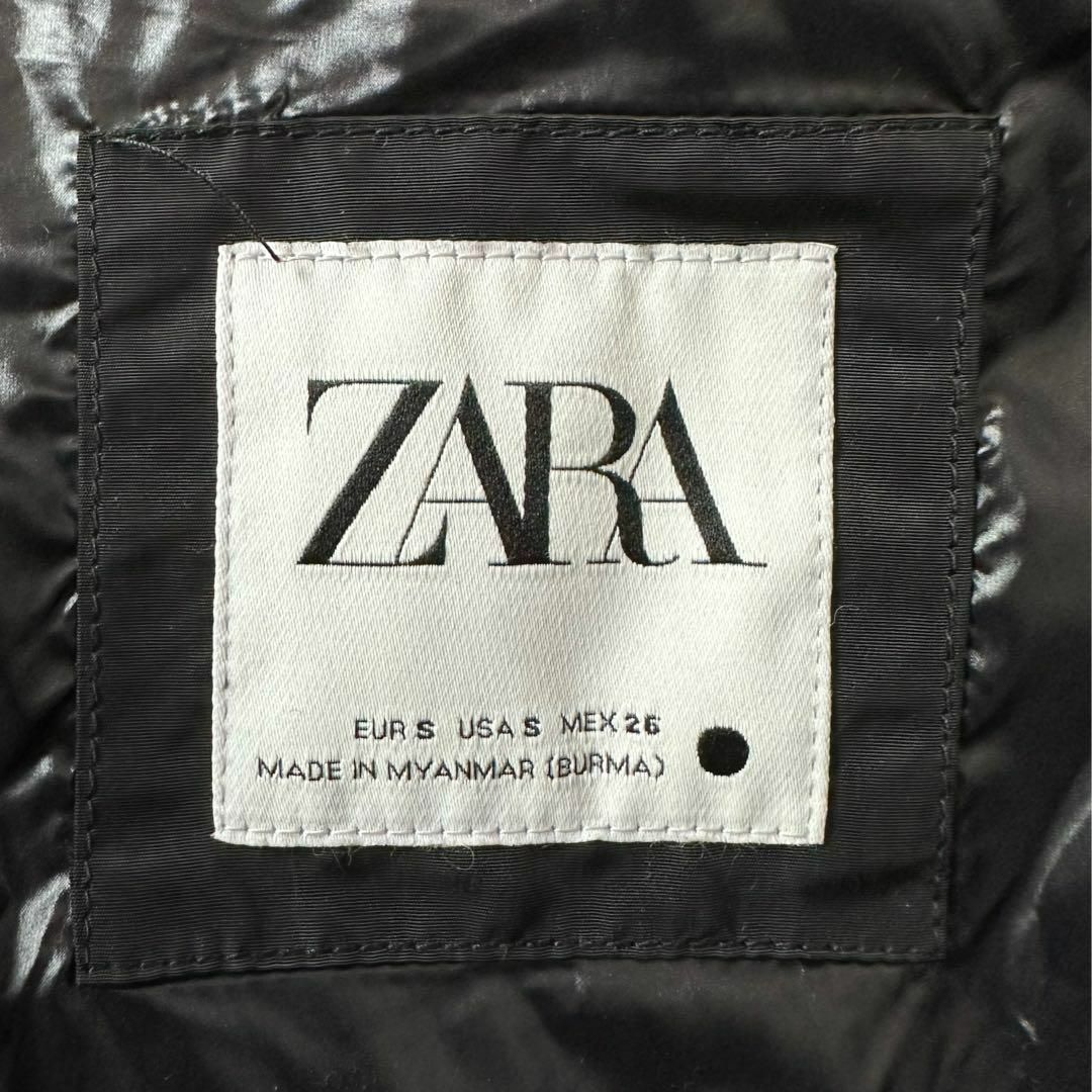 美品 ザラ ZARA ロングダウンコート ブラック フードファー ベルト付き