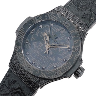 ウブロ(HUBLOT)の　ウブロ HUBLOT ビッグバンブロイタリーオールブラックダイヤモンド 343.SV.6510.NR.0800 ブラック ステンレススチール SS/カーボン 自動巻き レディース 腕時計(腕時計)