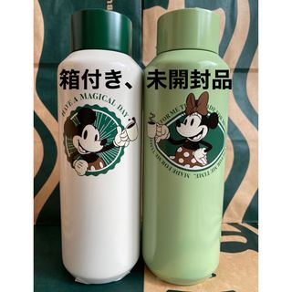 スターバックスコーヒー(Starbucks Coffee)のDISNEY Mickey スクリューリッドステンレスボトル ホワイト＆グリーン(タンブラー)