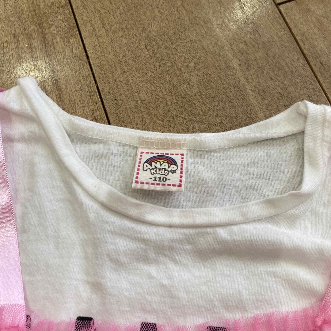 ANAP Kids(アナップキッズ)のANAP レースビスチェ付きTシャツ　110 キッズ/ベビー/マタニティのキッズ服女の子用(90cm~)(Tシャツ/カットソー)の商品写真