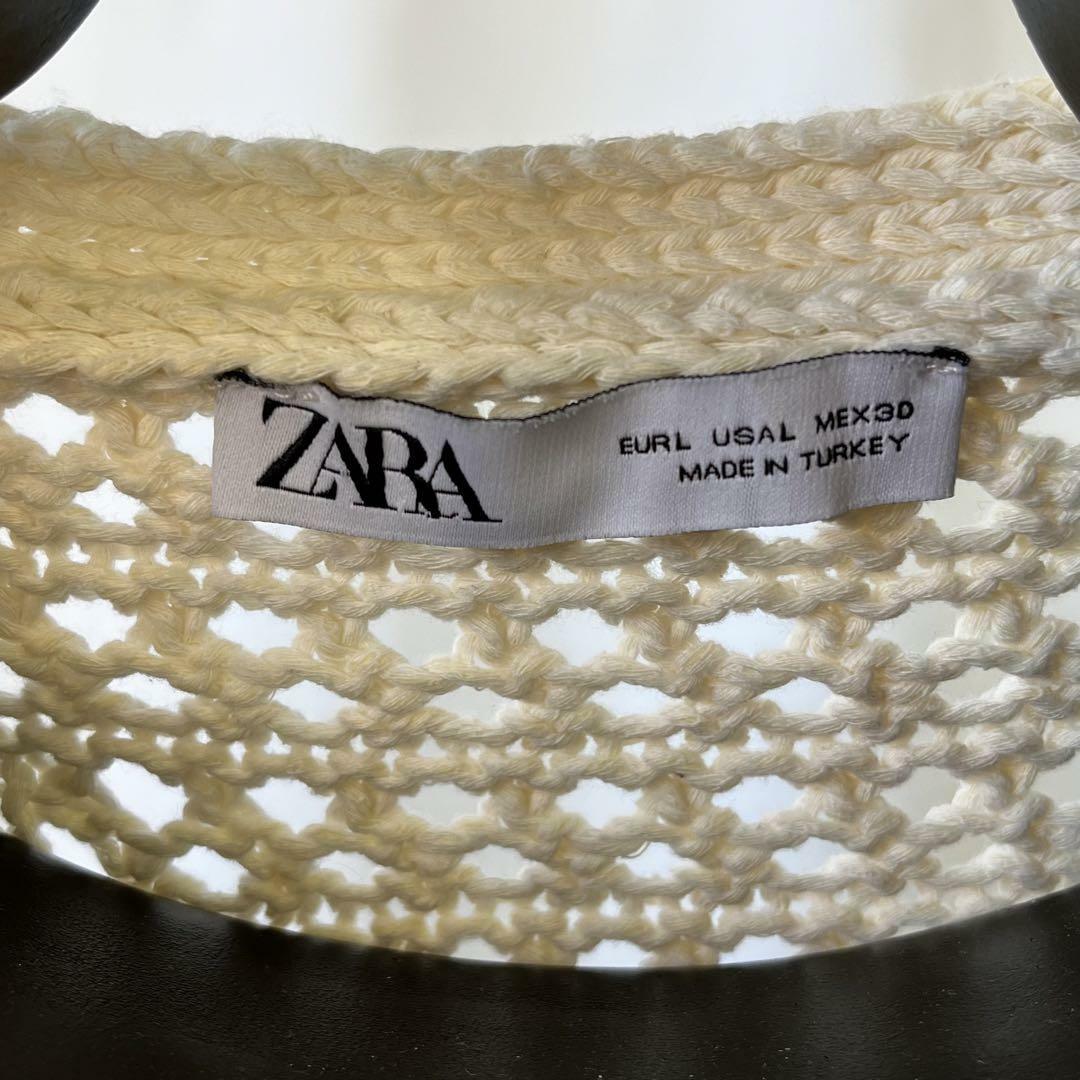 ZARA(ザラ)の美品 レディース カーディガン ボレロ ZARA L シースルー 白 ニット レディースのトップス(カーディガン)の商品写真