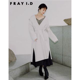 【人気】FRAY I.D ノーボタンベルテッドコート グレージュ  フリーサイズ