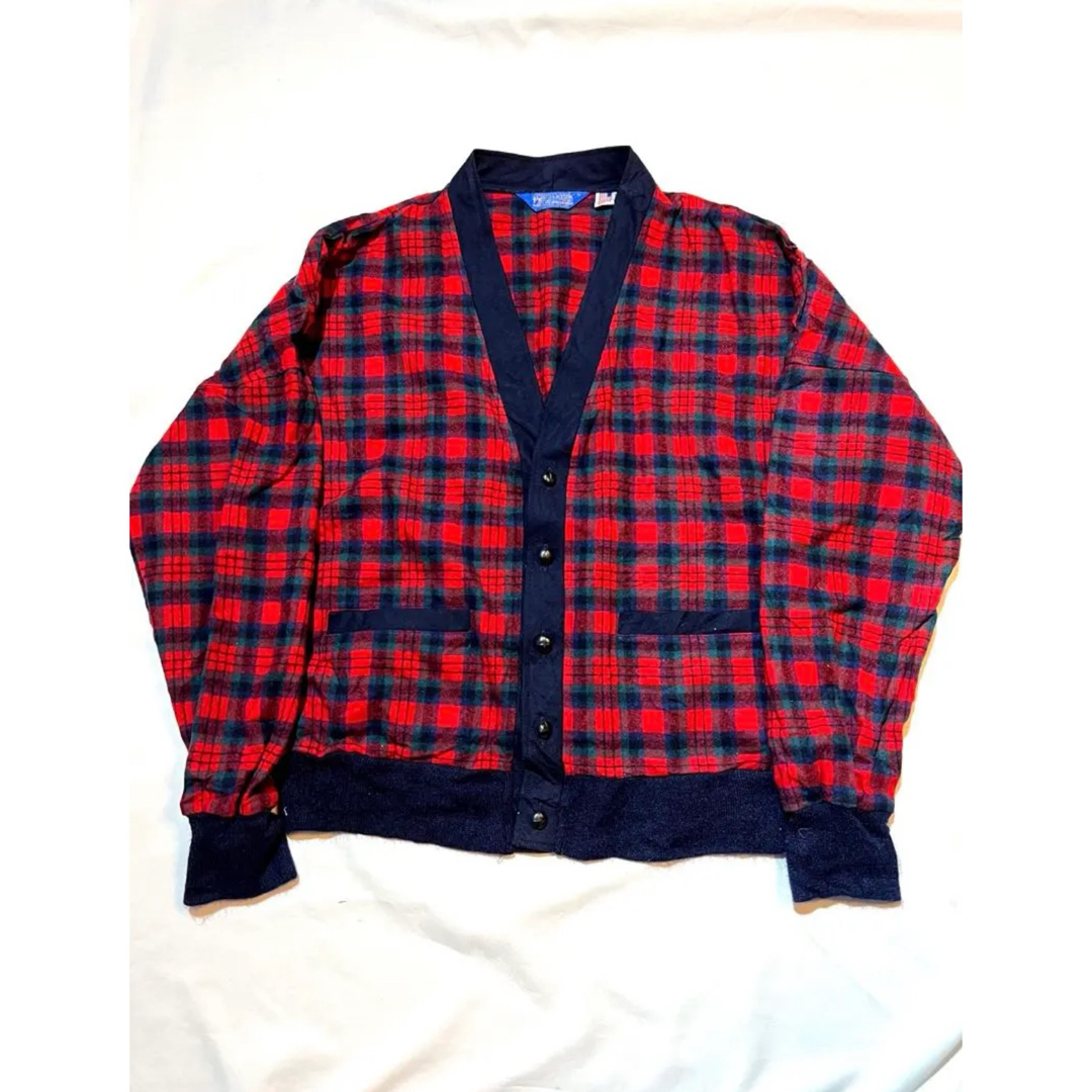 【希少】70's pendleton woolcheackカーディガンアメリカ製