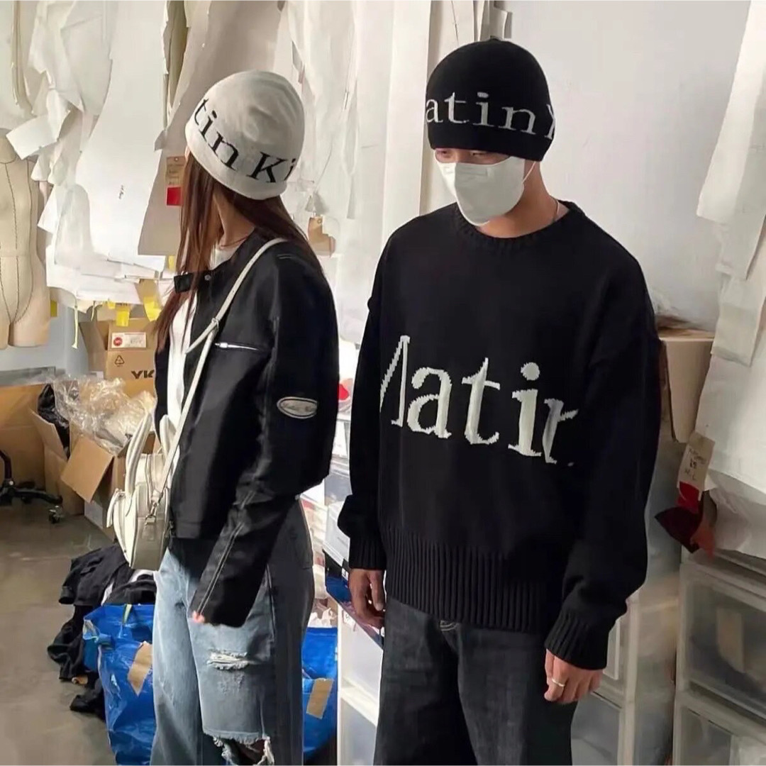 マーティンキム Matin Kim ニット帽 ニットキャップ ビーニー グレー