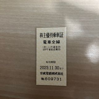 京成電鉄　株主優待乗車証1枚(鉄道乗車券)