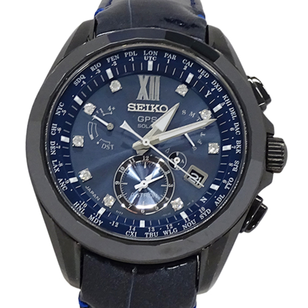 セイコー SEIKO アストロン 8X53-0AN0 SBXB081 時計 メンズ ブランド 9P ダイヤモンド 500本限定 GPS ソーラー 電波 セラミック チタン レザー ネイビー