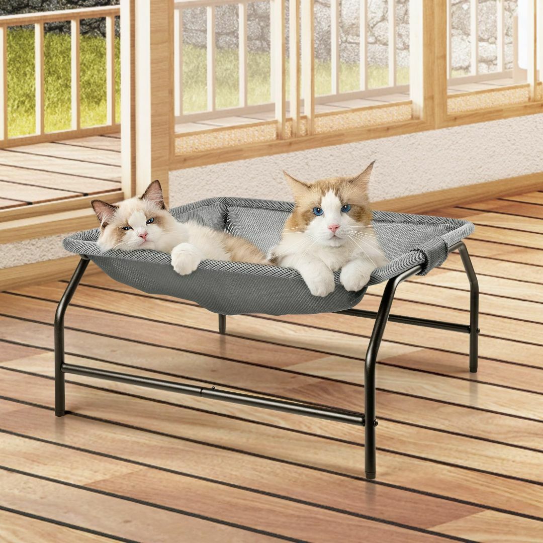 【色: グレー 四角型】JUNSPOW大型猫用ベッド 【大型猫用】 ペットハンモ