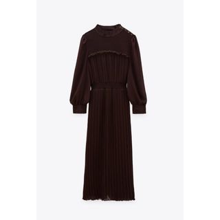 ザラ(ZARA)の【タグ付き】ZARA プリーツ入りミディ丈 ワンピース 【XS】(ロングワンピース/マキシワンピース)