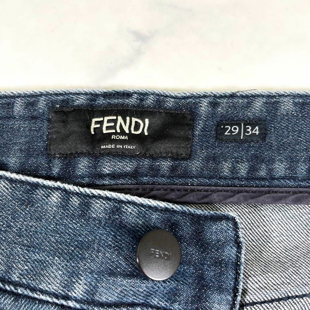 FENDI(フェンディ)の【極美品】FENDI フェンディ　ズッカ柄ワッペン　インディゴデニムパンツ メンズのパンツ(デニム/ジーンズ)の商品写真