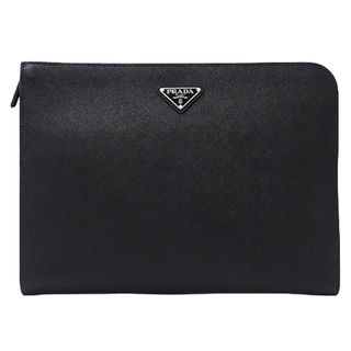 プラダ(PRADA)のプラダ PRADA バッグ レディース メンズ ブランド クラッチバッグ セカンドバッグ サフィアーノ ブラック 2VN003 黒 L字ファスナー おしゃれ 【中古】(クラッチバッグ)