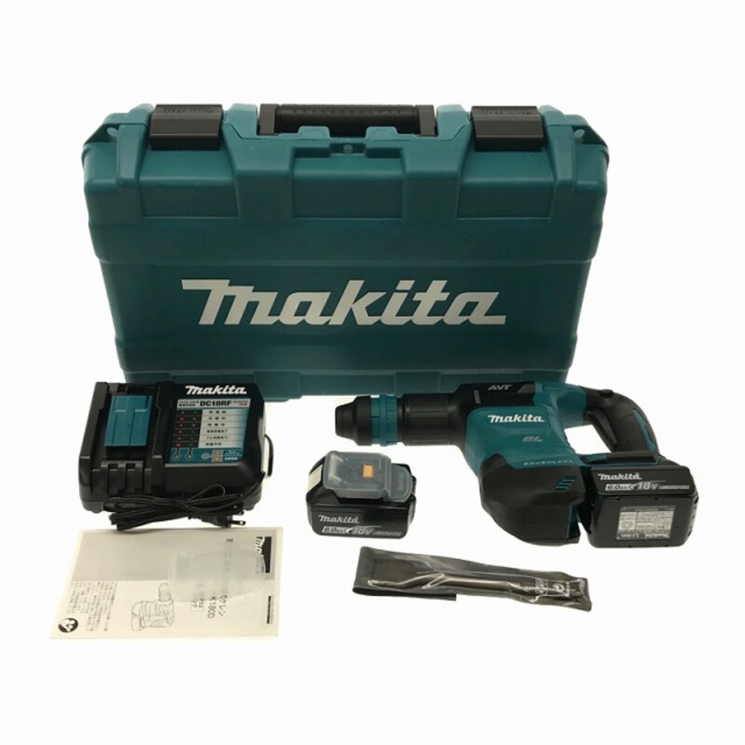 ☆未使用品☆ makita マキタ 18V 電動ケレン HK180DRGX バッテリー2個(18V 6.0Ah)充電器+ケース 六角シャンク チッパー タイルはがし 80530