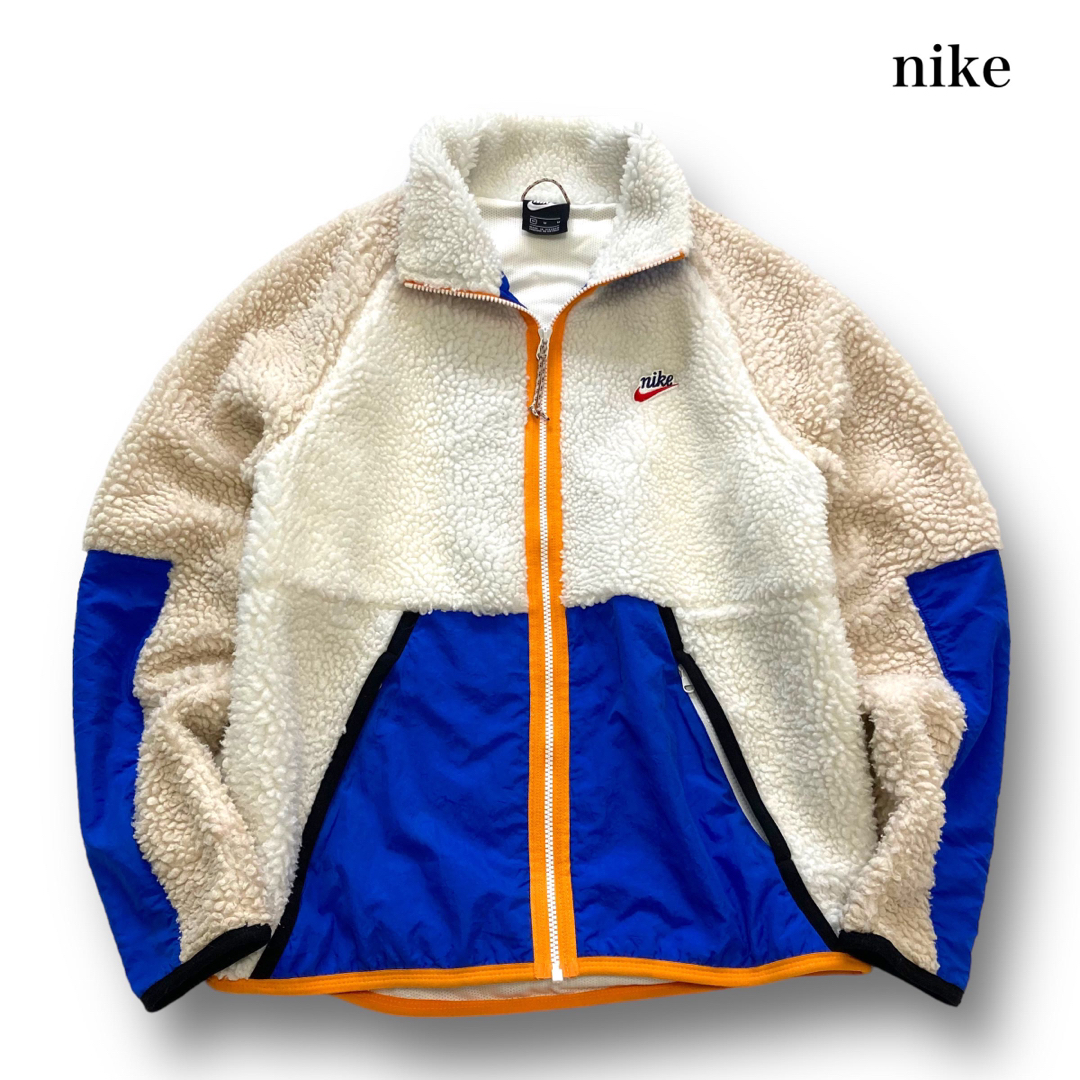 【NIKE】ナイキ ボアフリース パイルジャケット 切り替えデザイン 刺繍ロゴ