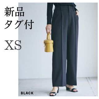 ベースメント(BASEMENT)の新品タグ付【ベースメントオンライン】センタープレスワイドパンツ　ブラック XS(カジュアルパンツ)