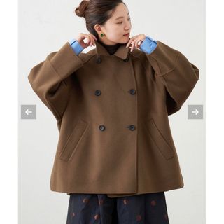 未使用品◇正規品 MSGM エムエスジーエム 2141MDC04 ボーダー柄 ノーカラー ラムファーコート ブルー×ホワイト 青×白 レディース 38