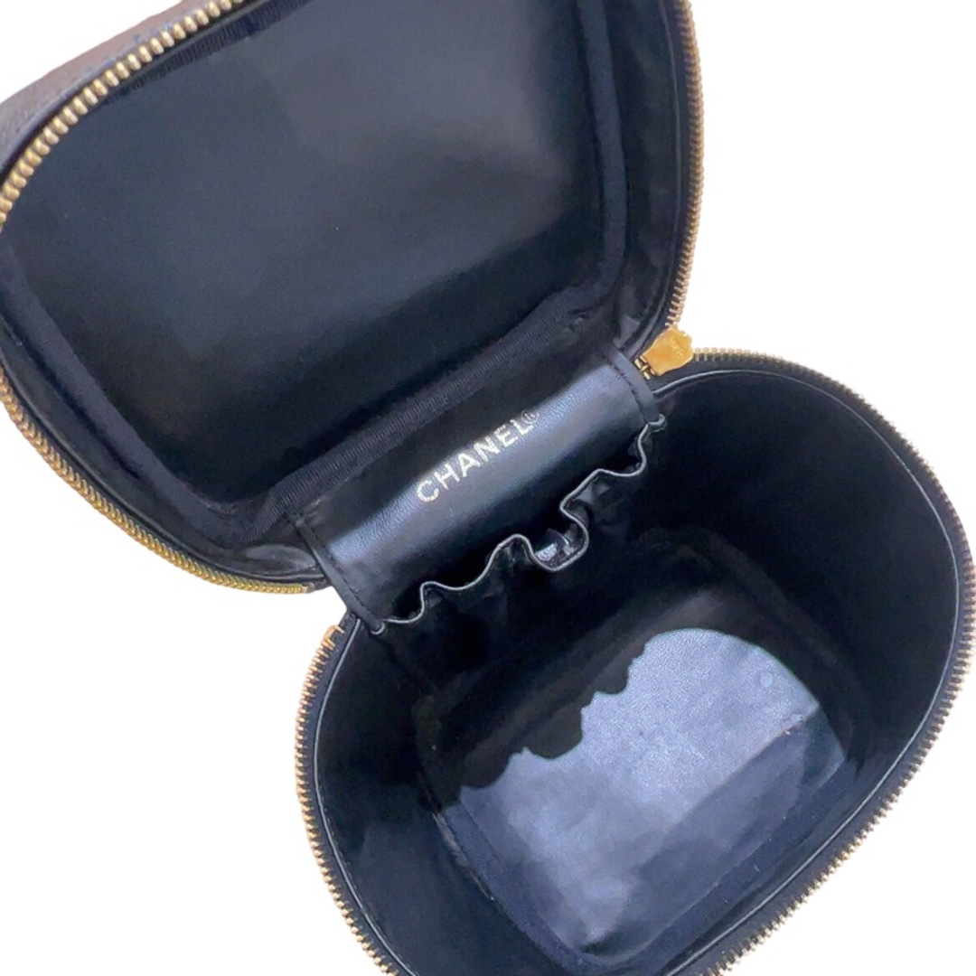 シャネル CHANEL バニティバッグ A01998 ブラック ゴールド金具 キャビアスキン レディース ハンドバッグ