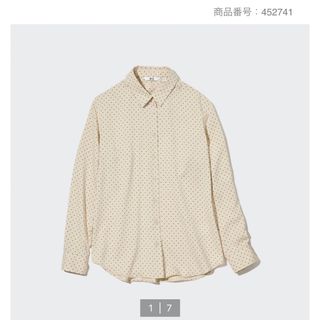 ユニクロ(UNIQLO)のUNIQLO レーヨンプリントブラウス　M(シャツ/ブラウス(長袖/七分))