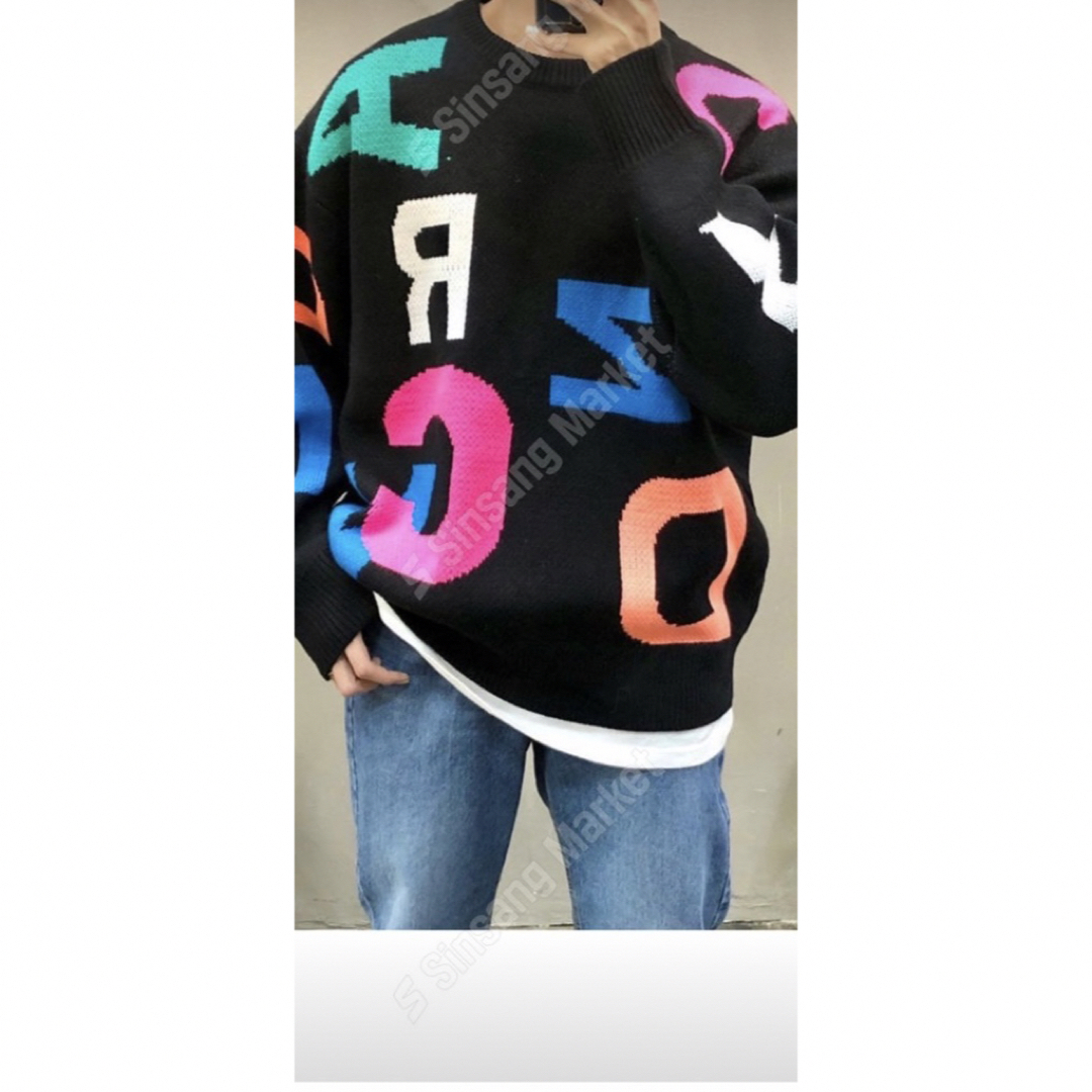 UNITED ARROWS(ユナイテッドアローズ)の韓国直接買付 韓流 オーバーサイズ ニット ユニセックス Big ロゴ Kpop メンズのトップス(ニット/セーター)の商品写真