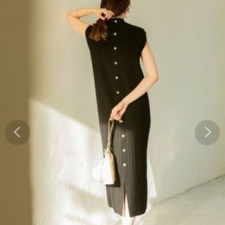 美品　NOBLEノーブルN.Jamエヌジャム ロングミモレノースリーブワンピース