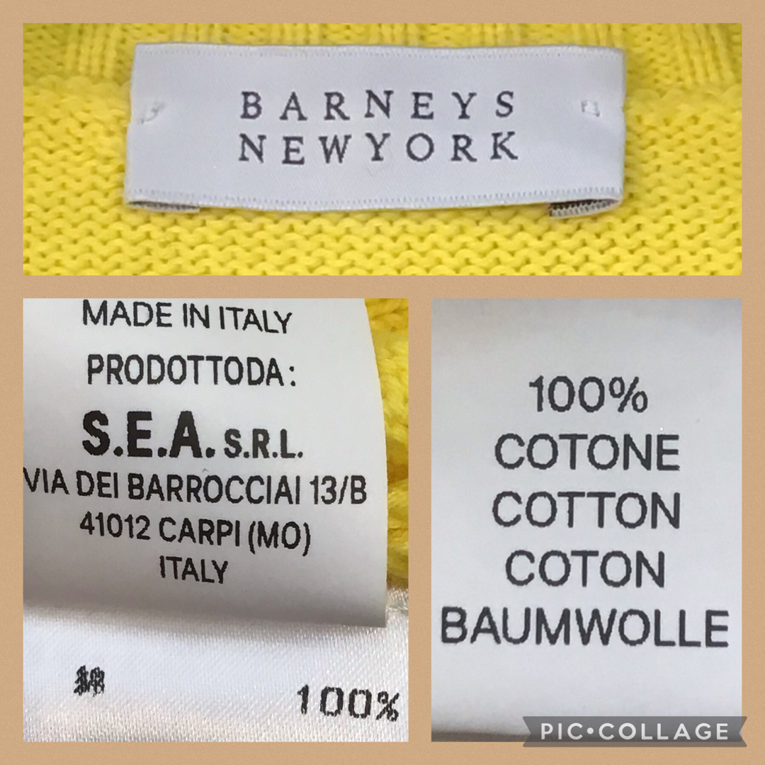 BARNEYS NEW YORK(バーニーズニューヨーク)のBARNEYS NEWYORK メンズセーター　コットン100％　イエロー　50 メンズのトップス(ニット/セーター)の商品写真
