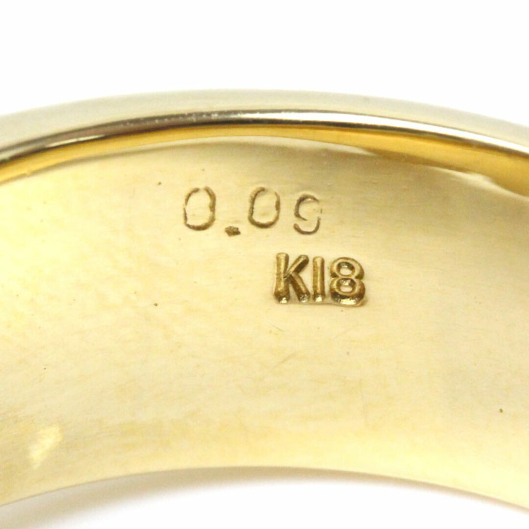 K18YG イエローゴールド ベルトモチーフ リング・指輪 オニキス ダイヤモンド0.09ct 17.5号 13.8g ユニセックス【美品】