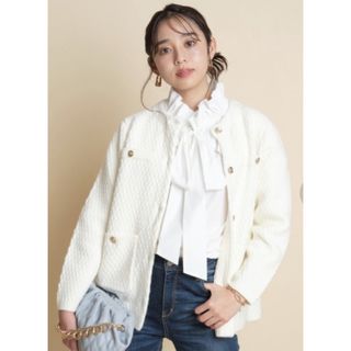 ZARA - ZARA テクスチャー パフジャケット ノーカラー ツイード生地 ...