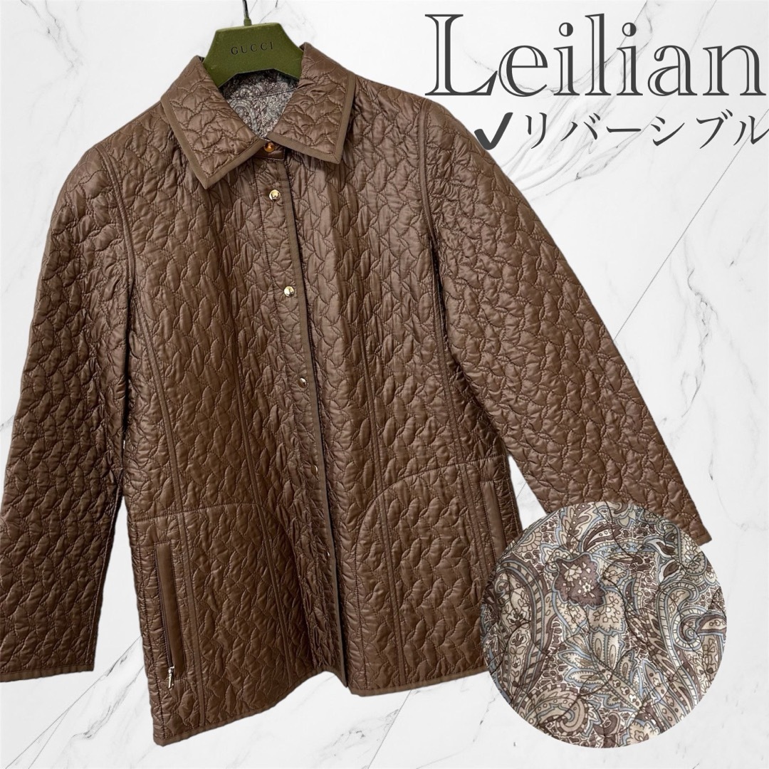 Leilian キルティング ジャンパー リバーシブル ペイズリー 総柄