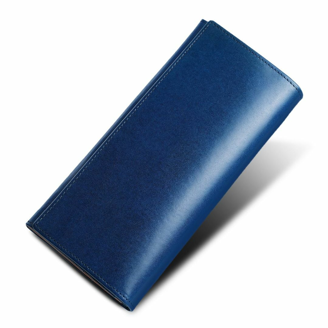 【色: ブルー】ファブリツィオ 財布 メンズ レディース 長財布 2つ折り マチ