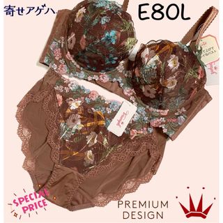 トリンプ(Triumph)のE80L トリンプ  プレミアム 寄せアゲハ0092 ブラ＆ショーツBrown (ブラ&ショーツセット)