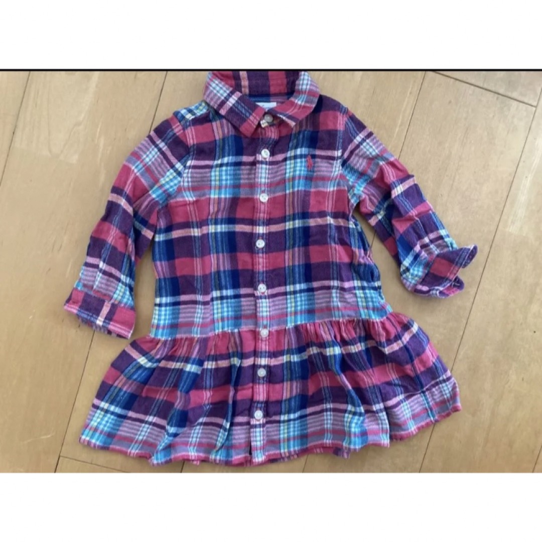 Ralph Lauren(ラルフローレン)のラルフローレン　フランネルシャツワンピース　80 キッズ/ベビー/マタニティのベビー服(~85cm)(ワンピース)の商品写真