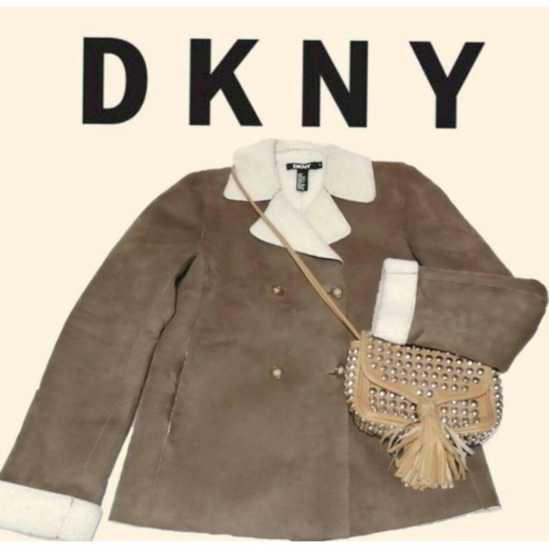 DKNYのムートンコート　ブラック