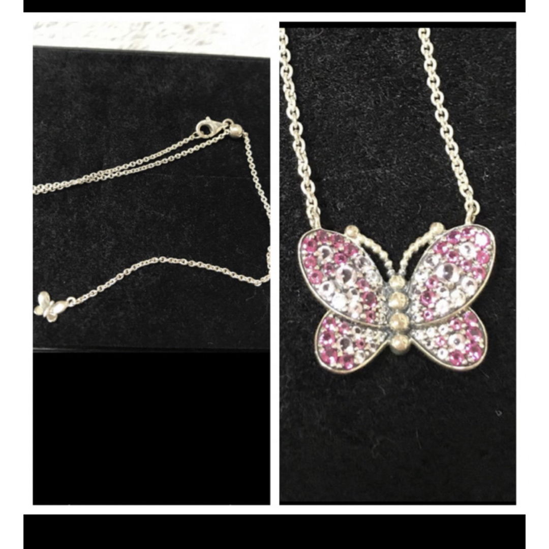 ほぼ未使用 Pandora シルバーネックレス ハート チャーム 2個付き ほぼ未使用 Pandora シルバーネックレス ハート チャーム 2個付き