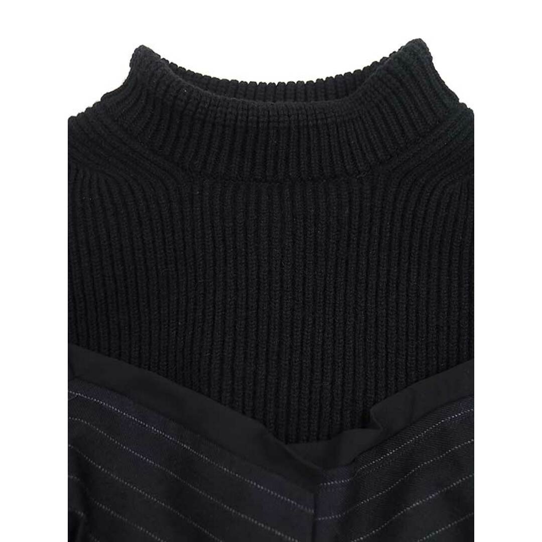 sacai(サカイ)のsacai サカイ 22AW Wool Knit x Chalk Stripe Dress ニットドッキングドレスワンピース ブラック 1 レディースのワンピース(ロングワンピース/マキシワンピース)の商品写真