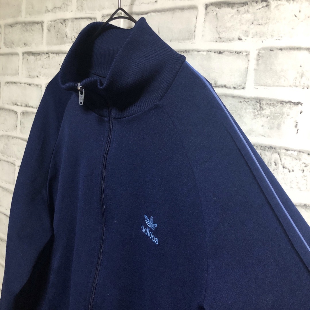 70s⭐️adidas トラックジャケット M 刺繍トレファイル vintage青