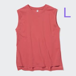 ユニクロ(UNIQLO)のユニクロ エアリズムコットンクルーネックＴ Lサイズ／レッド 新品タグ付き！(Tシャツ(半袖/袖なし))