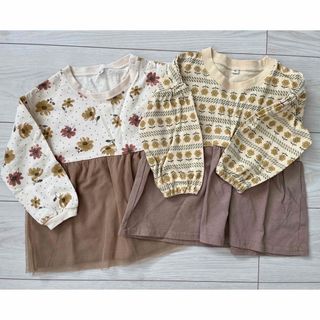 92size 女の子長袖チュニック２枚セット(Tシャツ/カットソー)