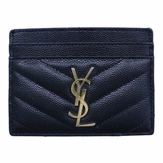 サンローラン(Saint Laurent)のサンローラン SAINT LAURENT カードケース レディース ブランド レザー ブラック 423291 ロゴ 黒 パスケース カード入れ 【中古】(パスケース/IDカードホルダー)