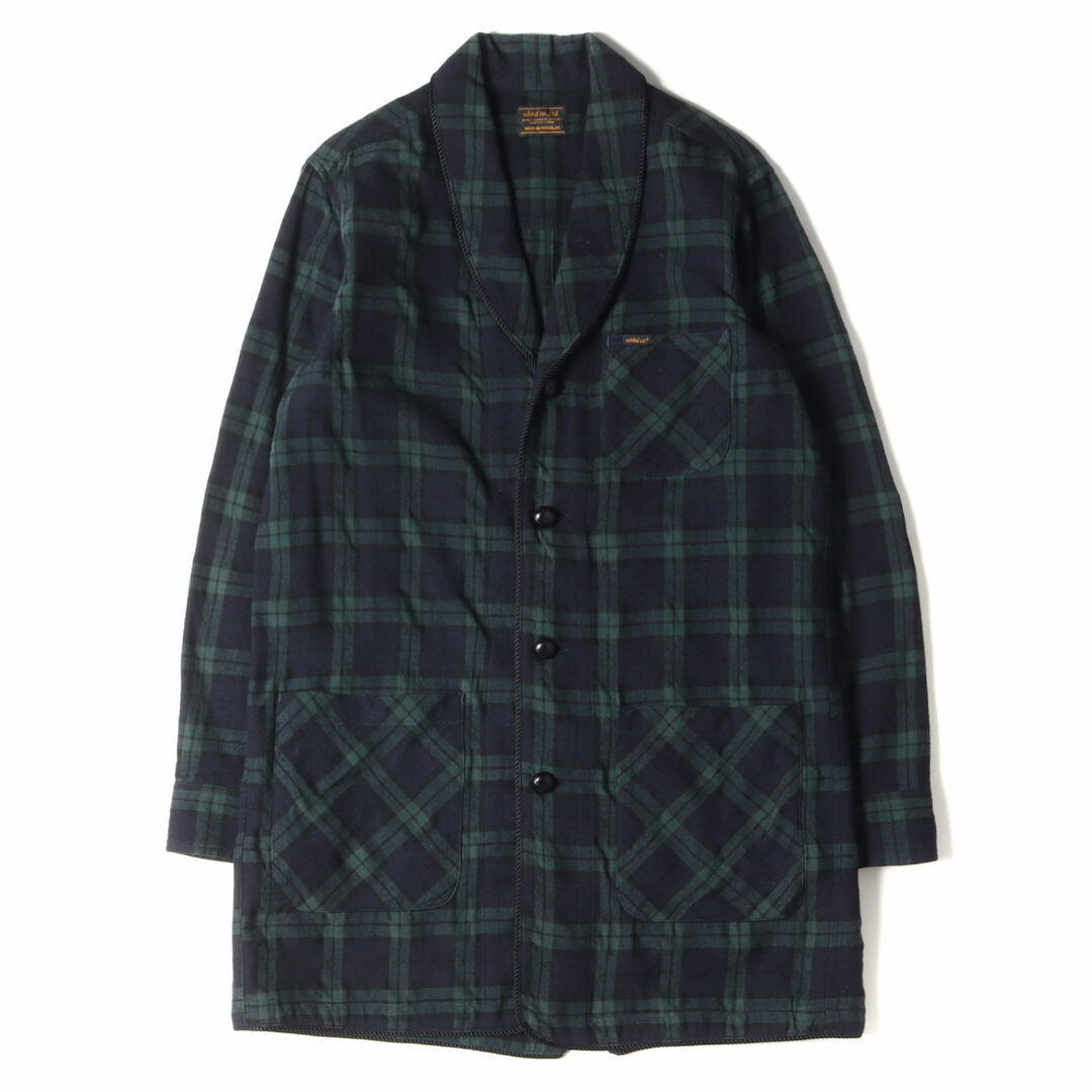 NEIGHBORHOOD(ネイバーフッド)のNEIGHBORHOOD ネイバーフッド コート サイズ:M チェック ウール ショールカラー コート DRESSING / CW-COAT グリーン ネイビー 緑 紺 アウター カジュアル ブランド【メンズ】【中古】 メンズのジャケット/アウター(その他)の商品写真