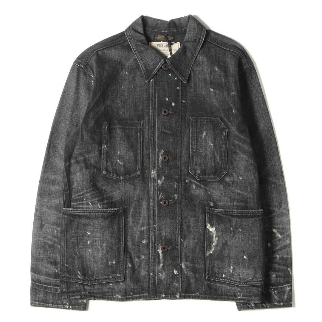 RRL ダブルアールエル カバーオール サイズ:S LIMITED EDITION ペイント&ヴィンテージ加工 デニム ジャケット PAINT CHORE JACKET ブラック 黒 アウター ブルゾン ジーンズ カジュアル アメトラ アメカジ ブランド 【メンズ】