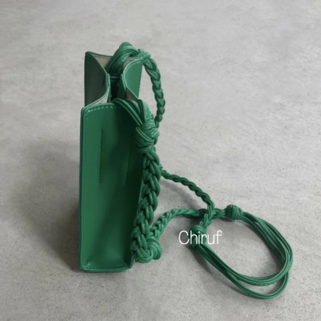 三つ編み スクエア ロープ ショルダーバッグ 緑 ショルダーバッグ ボディバッグ レディースのバッグ(ショルダーバッグ)の商品写真